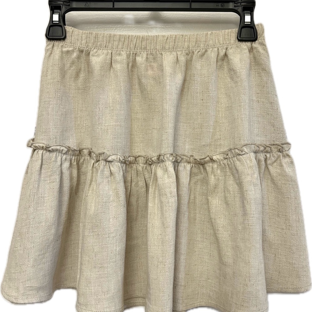 Pink Lily  Beige Linen Mini Skirt